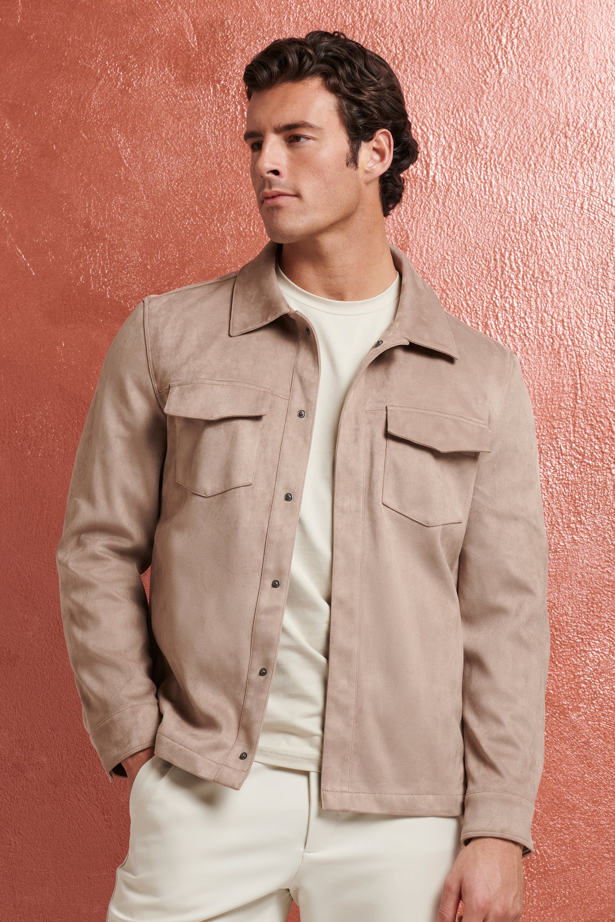 THE PIO FAUX SUEDE OVERSHIRT