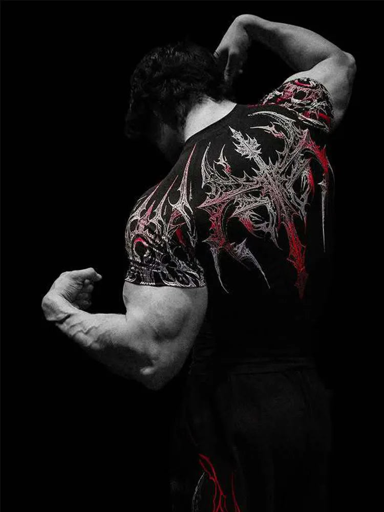 Men's Gym T-Shirt Gothic Print High Elasticity