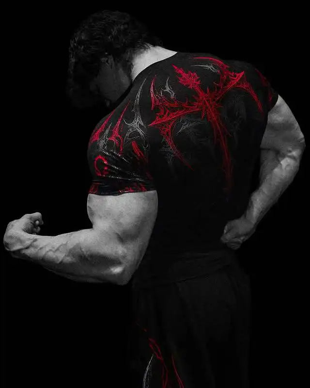 Men's Gym T-Shirt Gothic Print High Elasticity