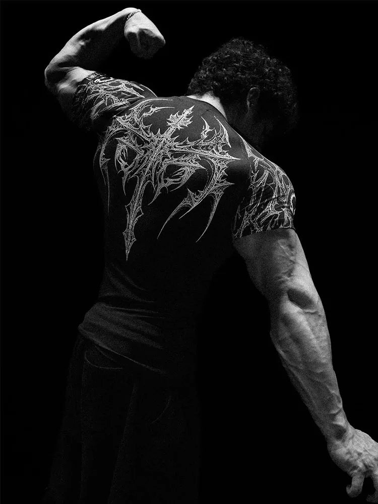 Men's Gym T-Shirt Gothic Print High Elasticity