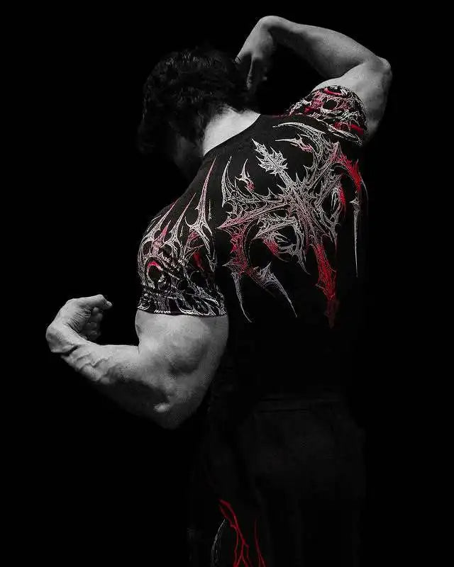 Men's Gym T-Shirt Gothic Print High Elasticity