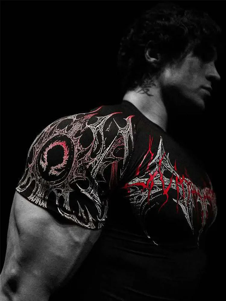 Men's Gym T-Shirt Gothic Print High Elasticity