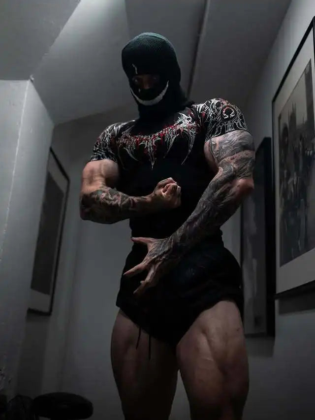 Men's Gym T-Shirt Gothic Print High Elasticity