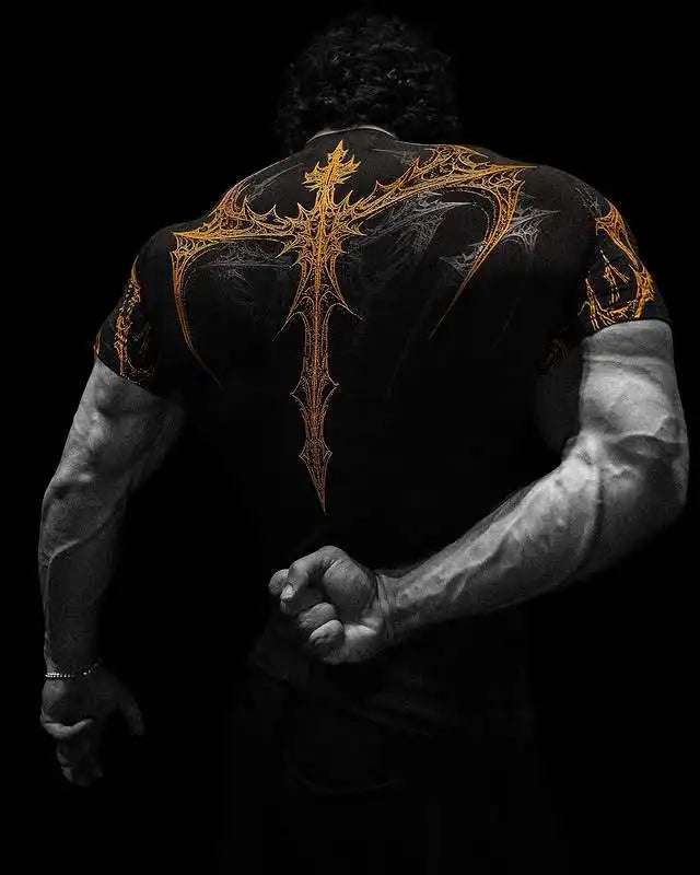 Men's Gym T-Shirt Gothic Print High Elasticity