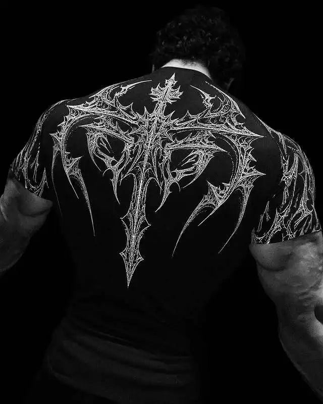 Men's Gym T-Shirt Gothic Print High Elasticity