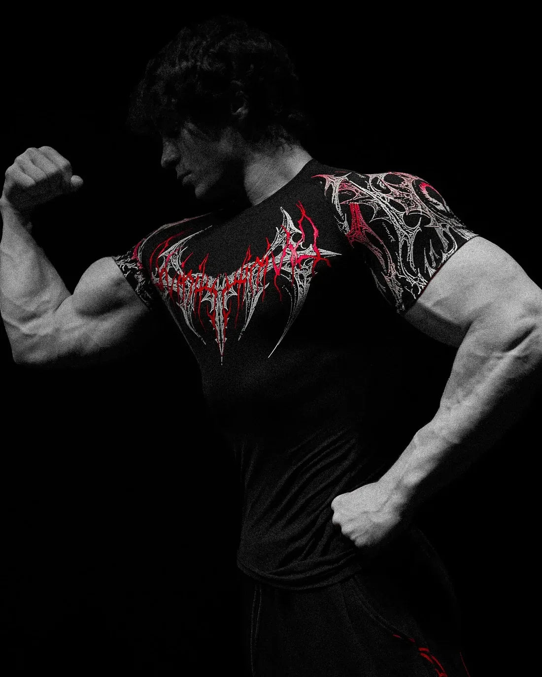 Men's Gym T-Shirt Gothic Print High Elasticity