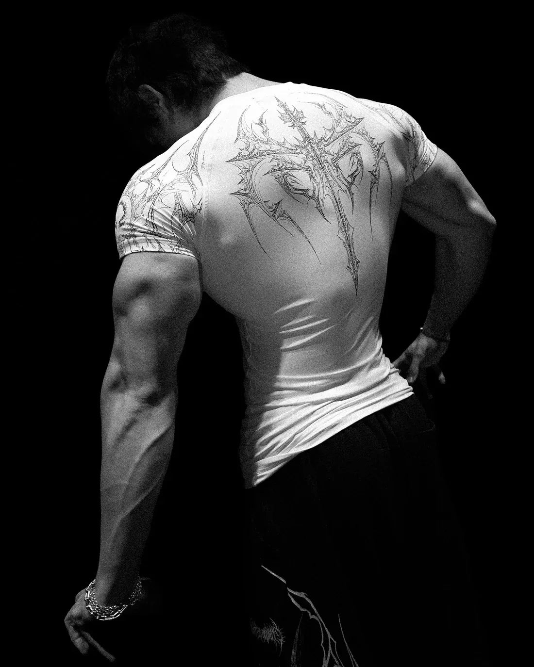 Men's Gym T-Shirt Gothic Print High Elasticity