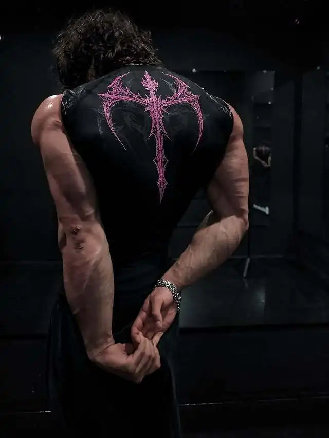 Men's Gym T-Shirt Gothic Print High Elasticity
