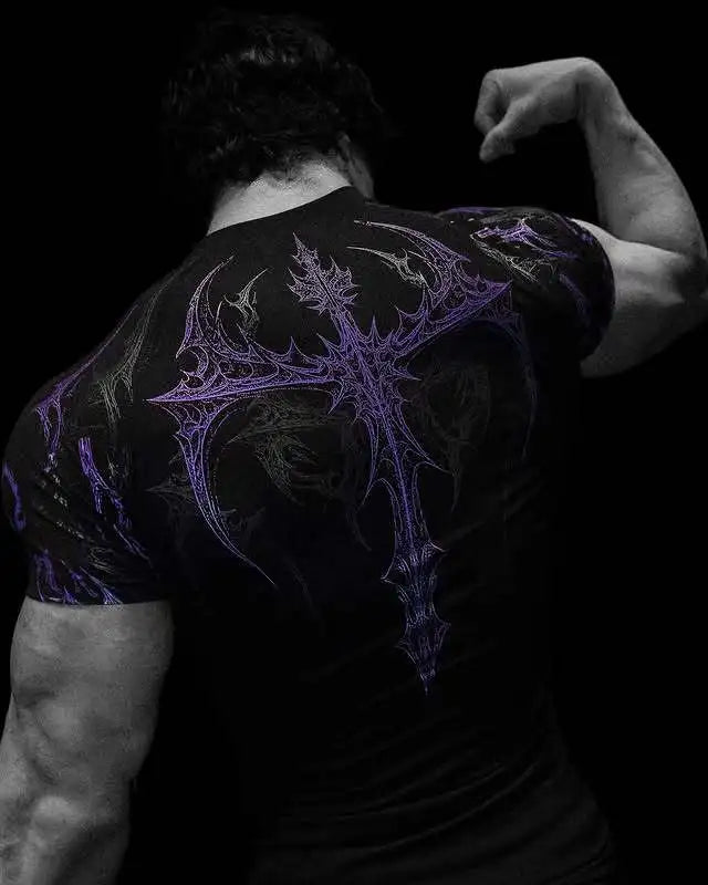 Men's Gym T-Shirt Gothic Print High Elasticity