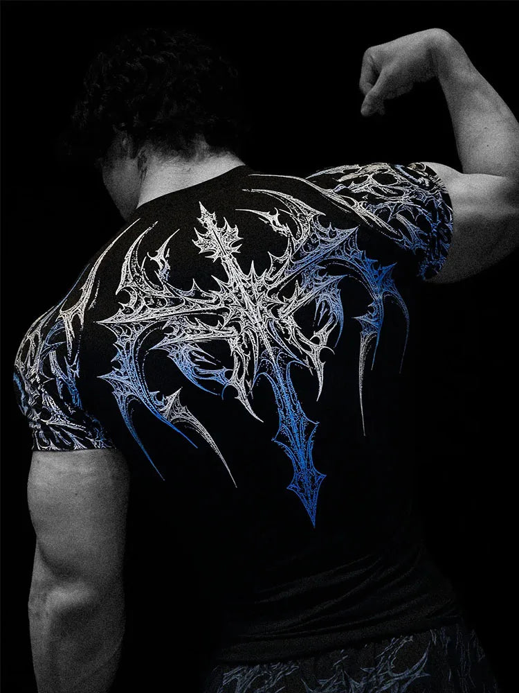 Men's Gym T-Shirt Gothic Print High Elasticity
