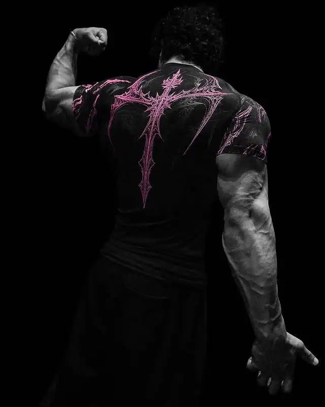 Men's Gym T-Shirt Gothic Print High Elasticity