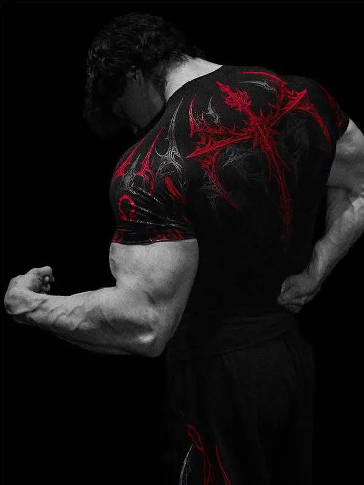 Men's Gym T-Shirt Gothic Print High Elasticity